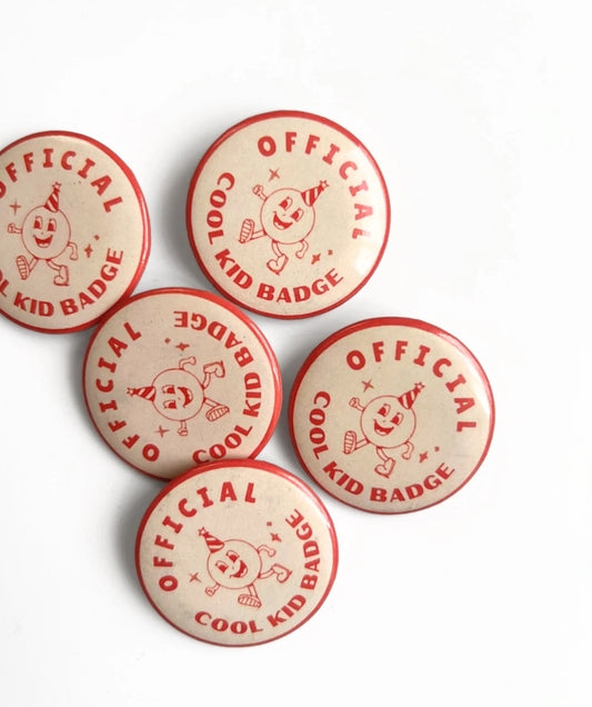 Official Cool Kid Vintage Style Button Pin Badge