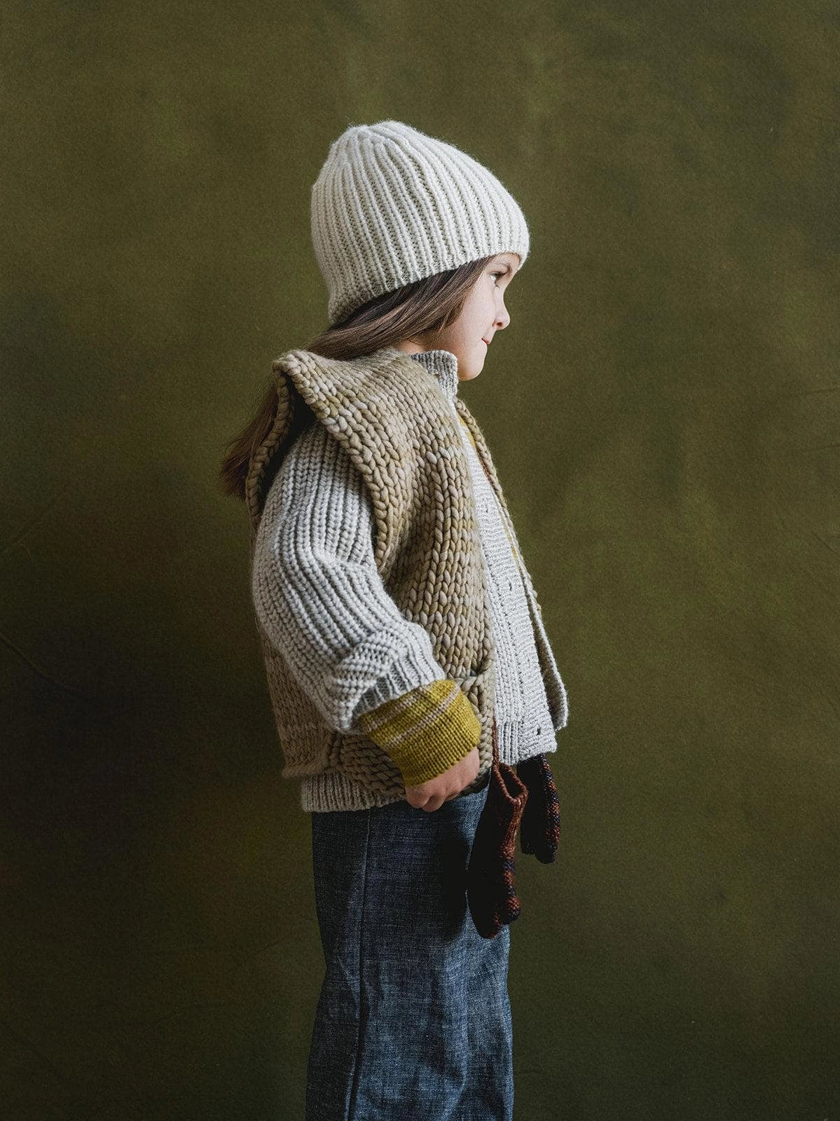 Kids Fisherman Beanie in Vintage Eggshell