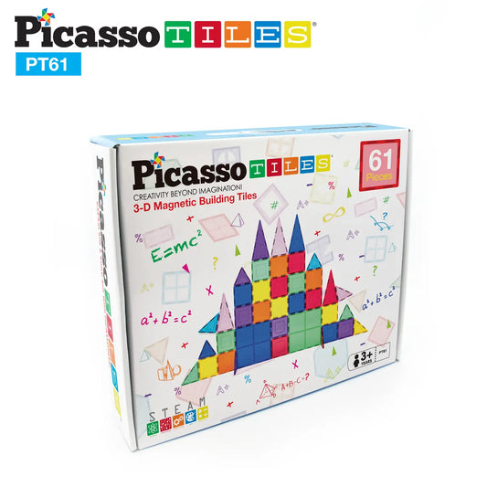 PicassoTiles 61pc Magnetic Tile Set