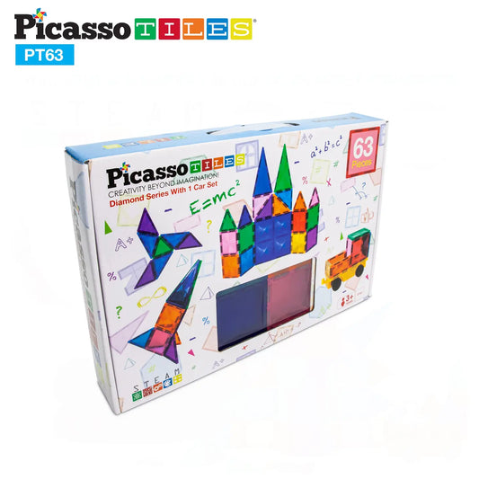 PicassoTiles 63pc Master Builder Magnetic Tile Set