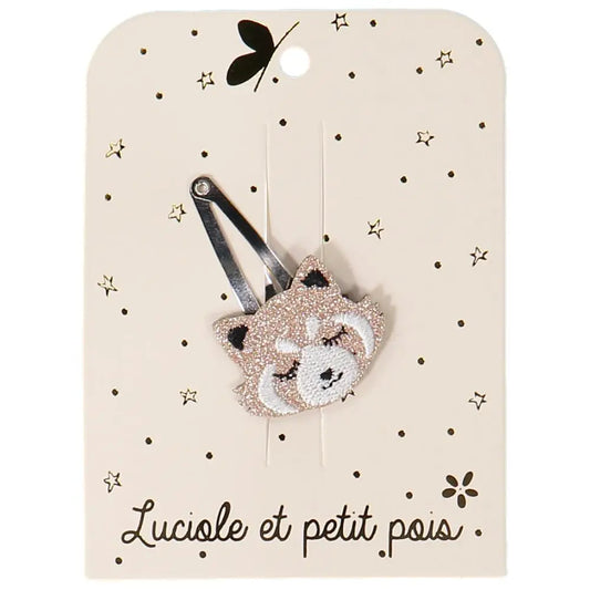 Luciole et Petit Pois Pink Glitter Red Panda Hair clip