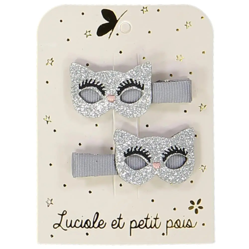 Luciole et Petit Pois Silver Glitter Mask Clips (pair)