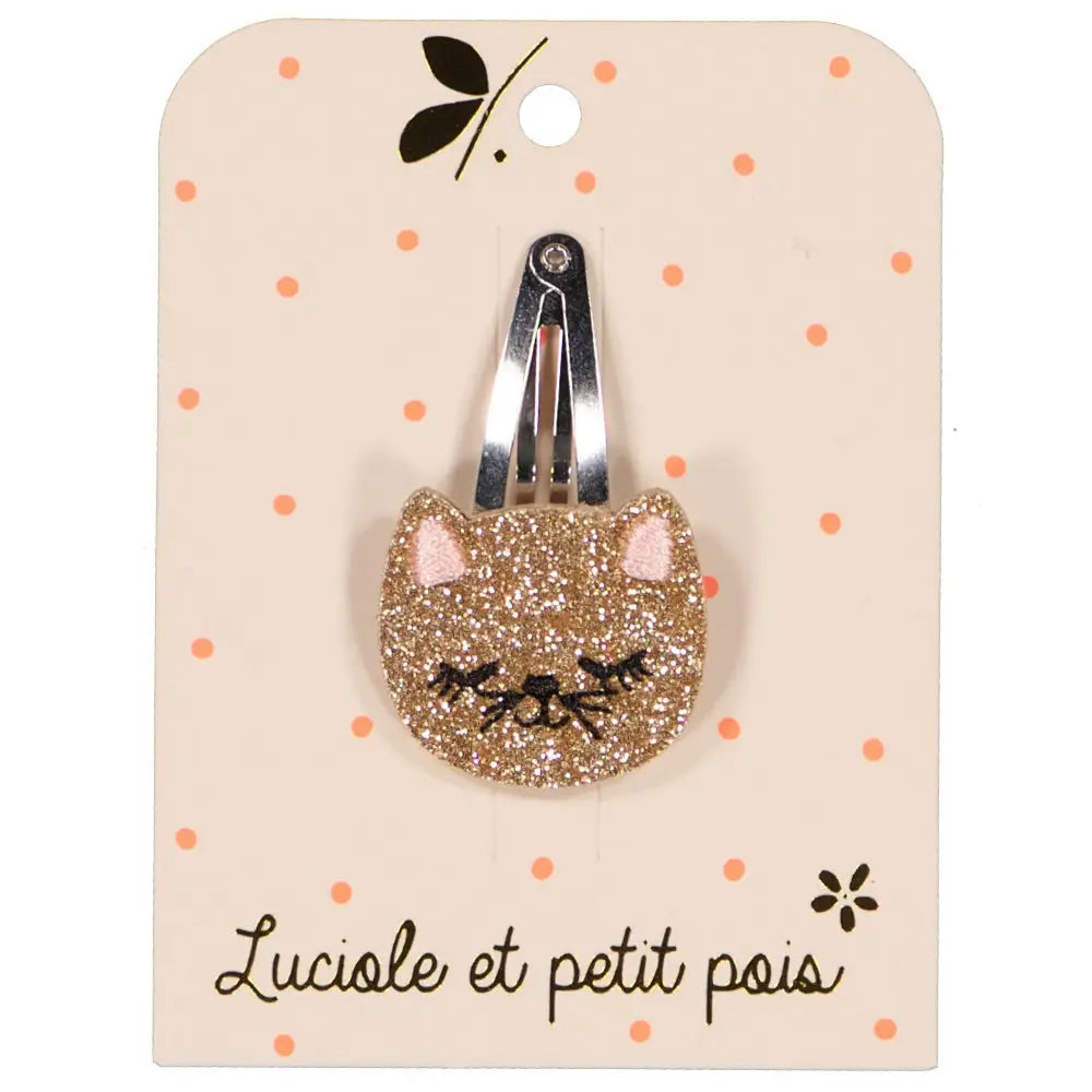 Luciole et Petit Pois Gold Glitter Kitten Hair clip