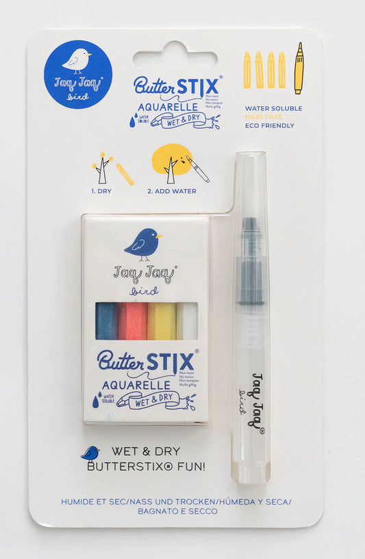 Jaq Jaq Bird Grab N Go: Aqua Brush Pen & ButterStix Aquarelle (4pk)