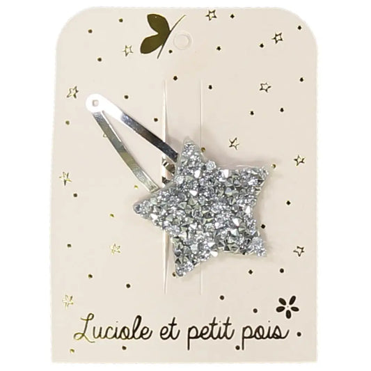 Luciole et Petit Pois Silver Rhinestones Star Hair clip