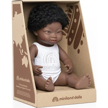 Miniland African Boy Doll w/Down syndrome